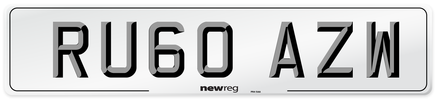 RU60 AZW Number Plate from New Reg